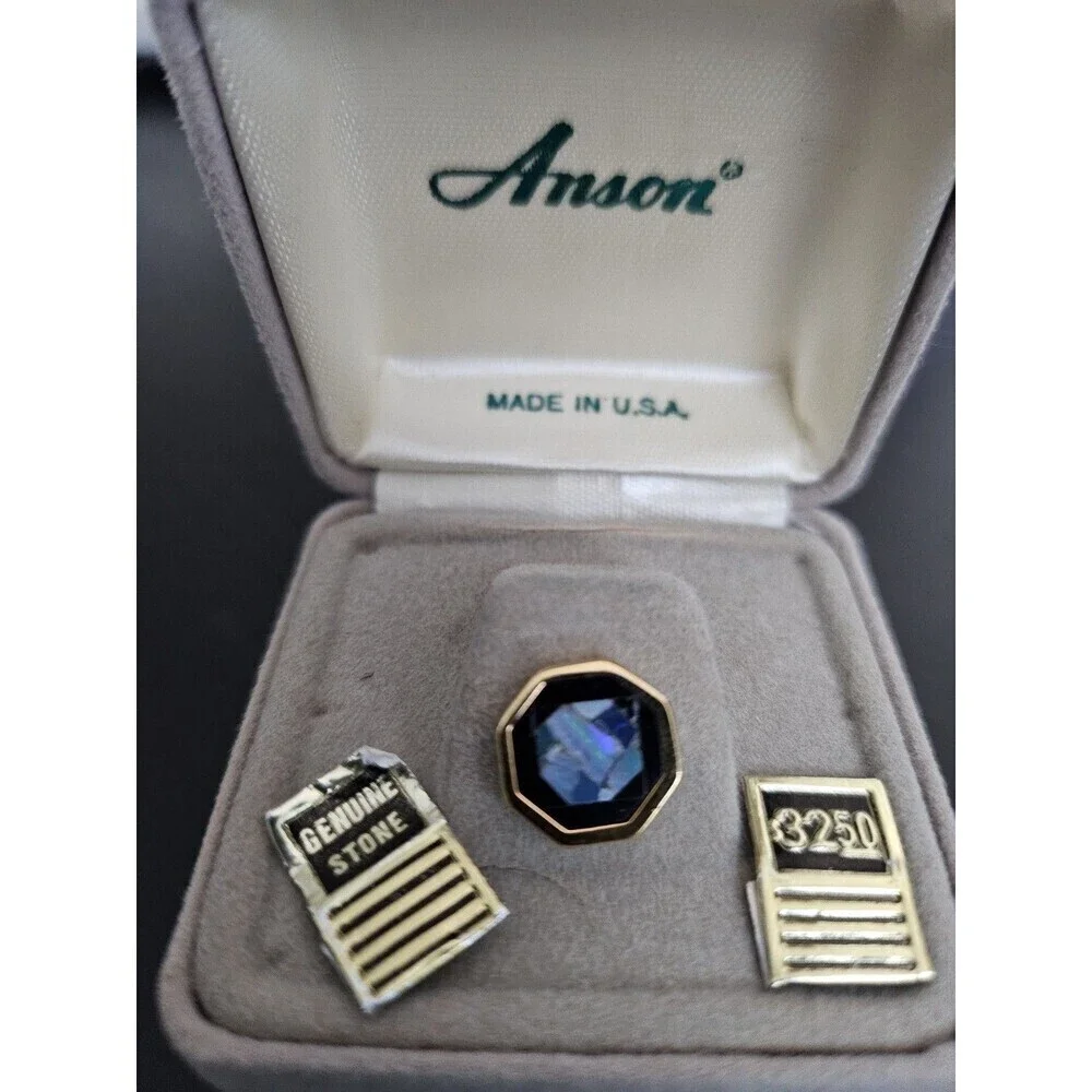 Vintage Anson Men's Tie Pin  Genuine Stone Gold Plated.